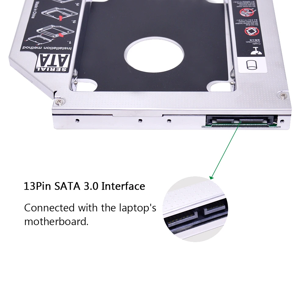 CHIPAL 2nd HDD Caddy 12,7 мм Универсальный алюминиевый корпус для 2," 12,5 мм 9,5 мм 9 мм 7 мм SSD HDD Box+ двойной светодиодный корпус для ноутбука CD-ROM