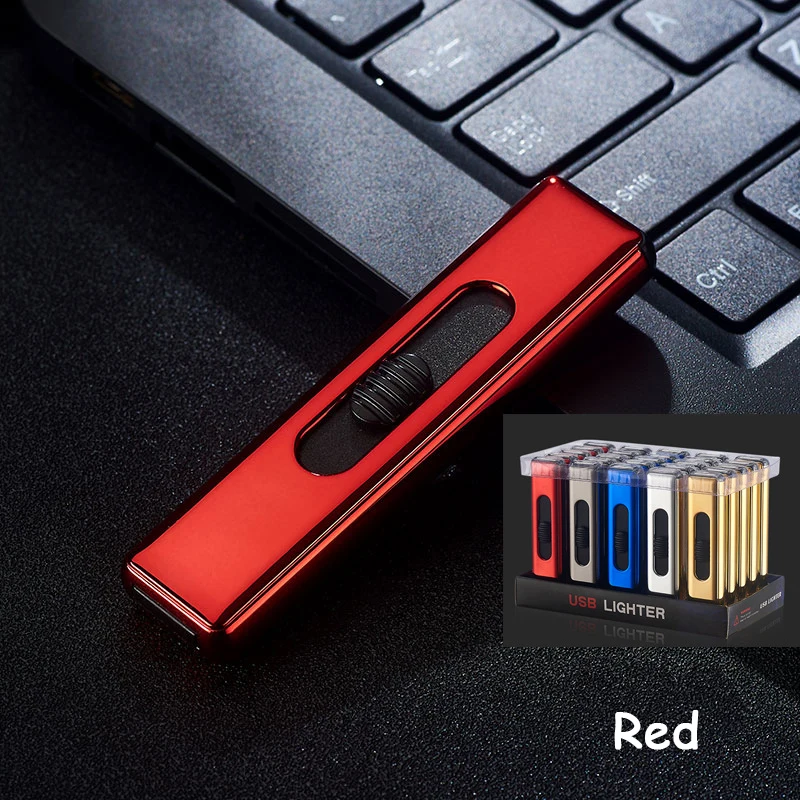 Открытый EDC USB Электронный двойной боковой прикуриватель с зажиганием легкая Зажигалка без газа Зажигалка новая плазменная дуговая зажигалка - Цвет: Красный