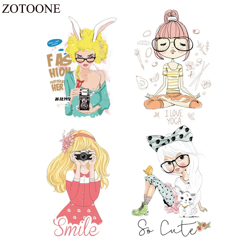

ZOTOONE Lovely Girl Patch Iron On Transfers for Clothing Decoration Stickers Applique Clothes For T-shirt West Coat Heat Press E