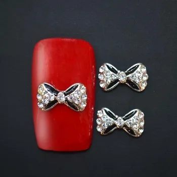 Hot selling 1pc Nail Art Tips Stickers Deco Bow Knot Alloy Jewelry Multicolor Glitter Rhinestone nail art decorations
