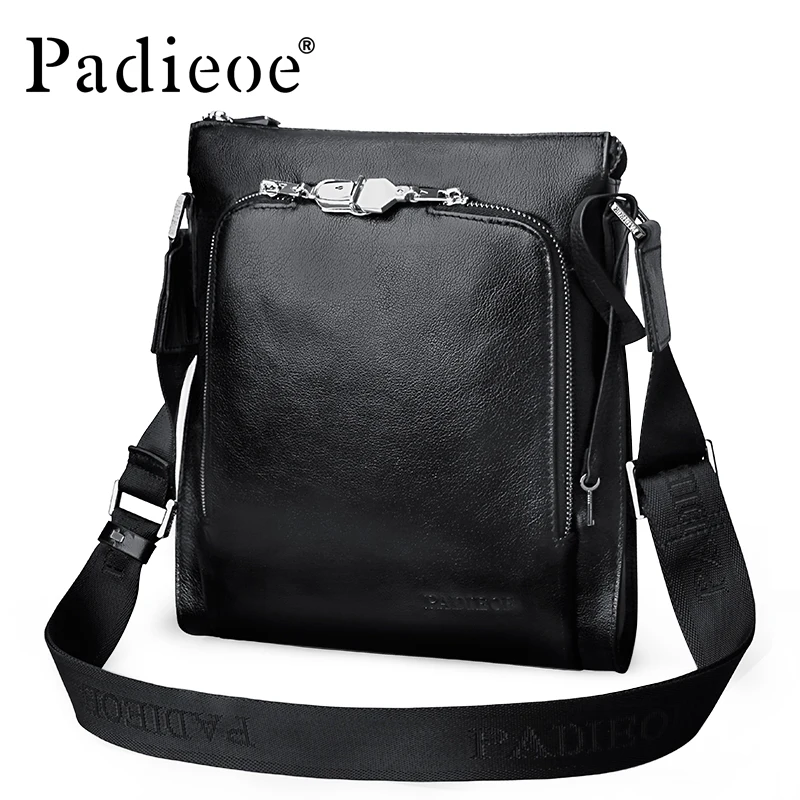 

Padieoe Brand New Arrival Men Shoulder Genuine Leather Briefcase Cowhide Handbag Mens Business Messenger Bags Crossbody Bags