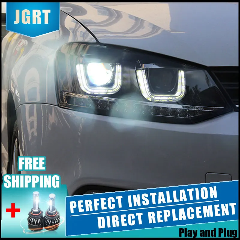  2PCS LED Headlights For VW Polo 2009-2015 Car Led Lights Double Xenon Lens Car Accessories Daytime  - 32906879310