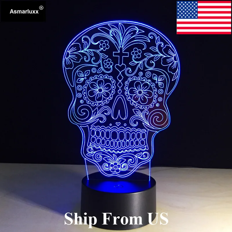 Asmarluxx skull 3d led lamp0004