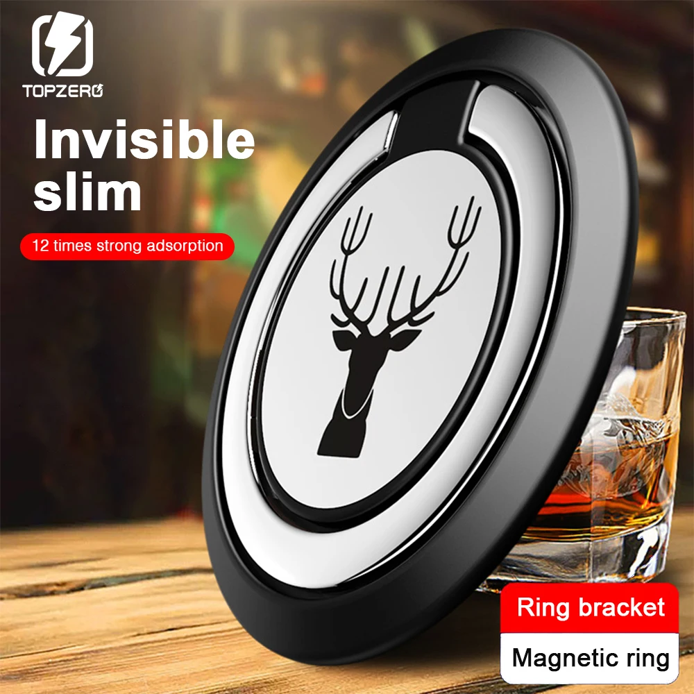 Phone Finger Holder Ring For iPhone XR XS MAX Xiaomi Samsung Magnetic Car Mount Stand Elk Pattern Smart Cell Phone Ring Bracket
