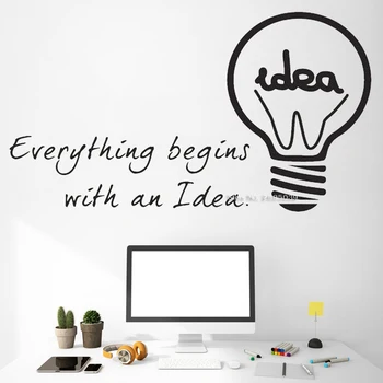 

Work Idea Inspirational Quote Wall Stickers Lettering Vinyl Everything begins with an idea Office Wall Decor Decals Work LC1172