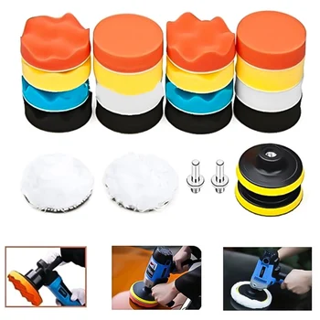 

22Pcs/Set Car Foam Drill Polishing Pad Kit Buffer Waxing Polishing Wheel Tool Sponge Pad Drill Kit Set Car Polisher Cleaning