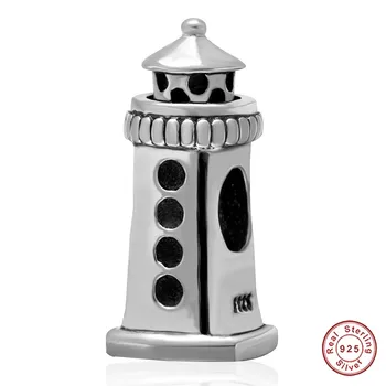 

Hot Sale Travel Charm 925 Sterling Silver Lighthouse Sea Safe Guard Travel Tourist Attraction Bead fit DIY Bracelets Bangles