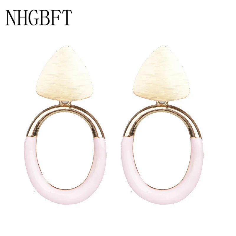 

NHGBFT Big Round hollow Drop Earrings For Women Gold color Geometric Dangle Earrings Trendy Statement Jewelry