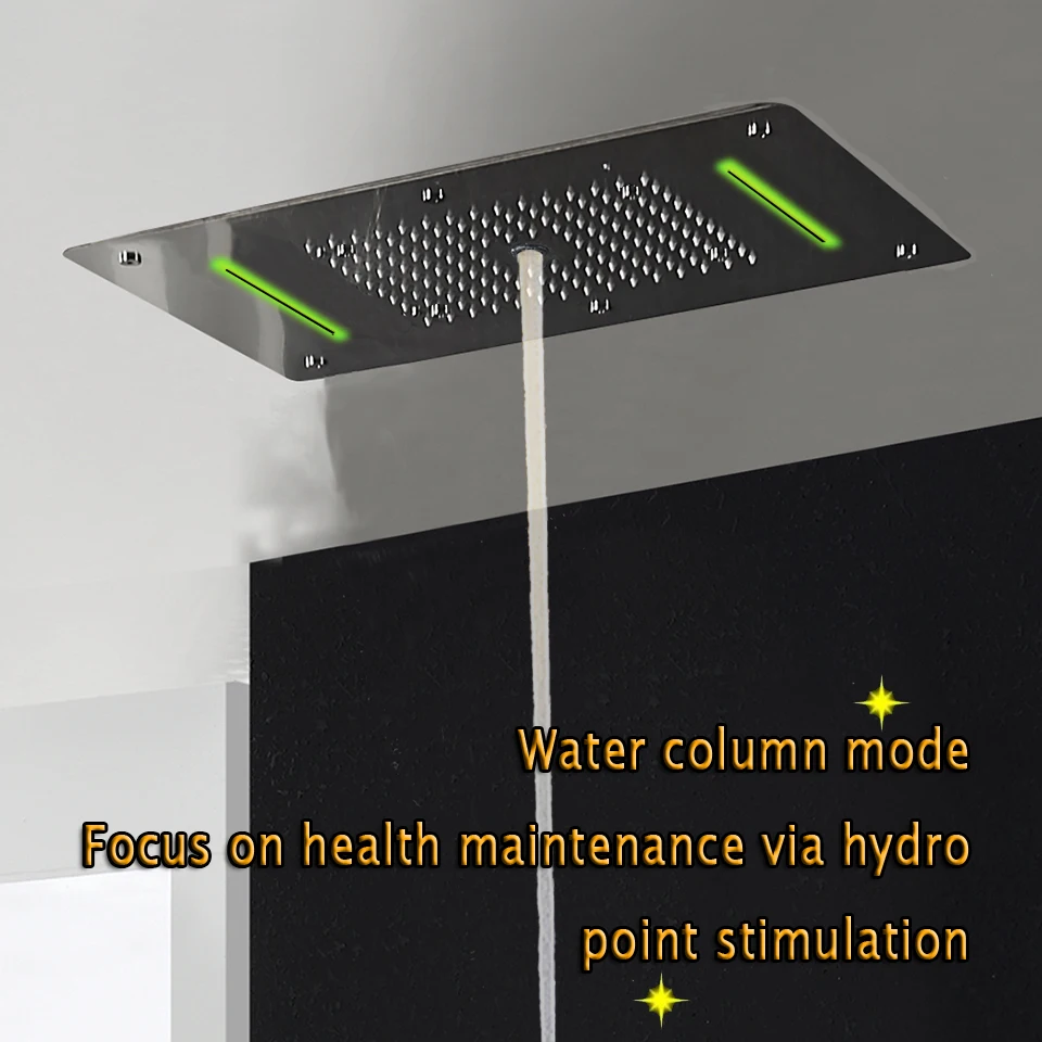 Kaufen Thermostat Dusche Panel Edelstahl LED Regen Wasserfall Große Dusche Kopf Decke Bad Wasserhahn Set Wand Montiert Regen