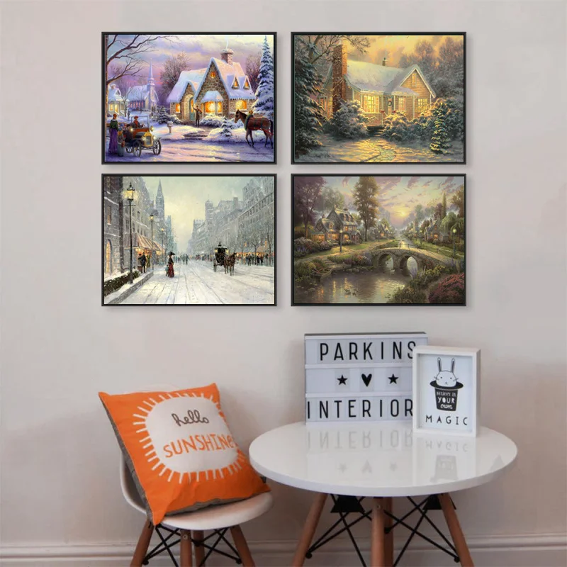 Stampe Su Tela Di Thomas Postoral Pittura A Olio Di Paesaggio Su Tela Wall Art Immagine Stagioni Scenario Decorazione Della Casa Dipinti