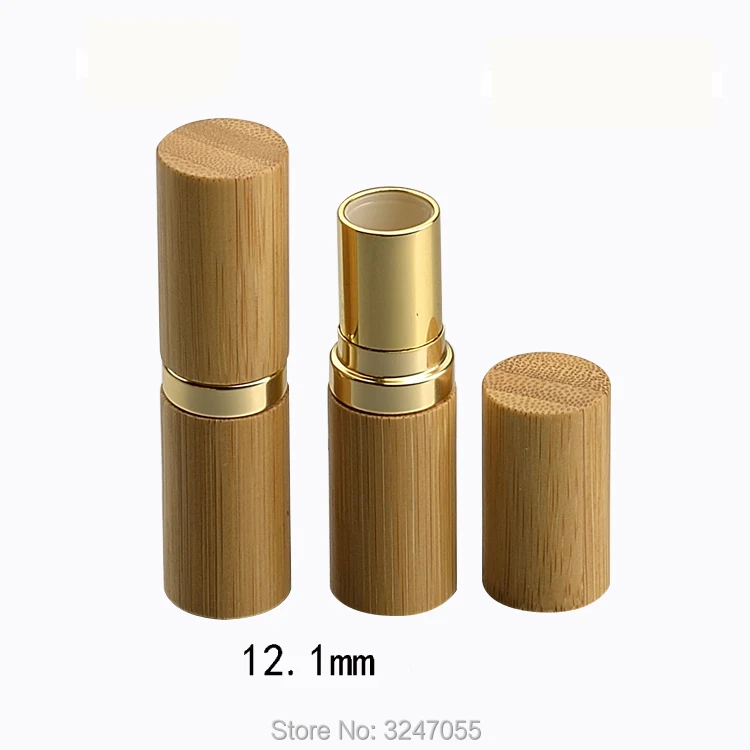12,1 мм натурального бамбука помада трубки, Портативный золото высокой GradeCosmetic Красота бальзам для губ посылка, профессиональный губ Rouge