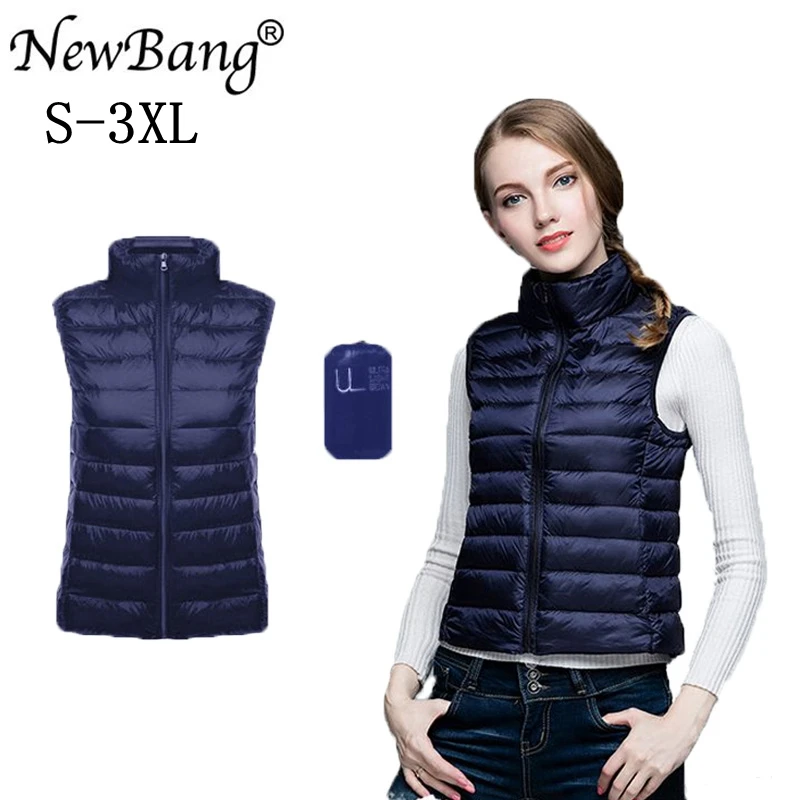 

NewBang 90 Ultra Light Vest Sleeveless White Duck Down Vest Women Stand Collar Vest S-XXXL 12 Colors Vest Women chalecos mujer