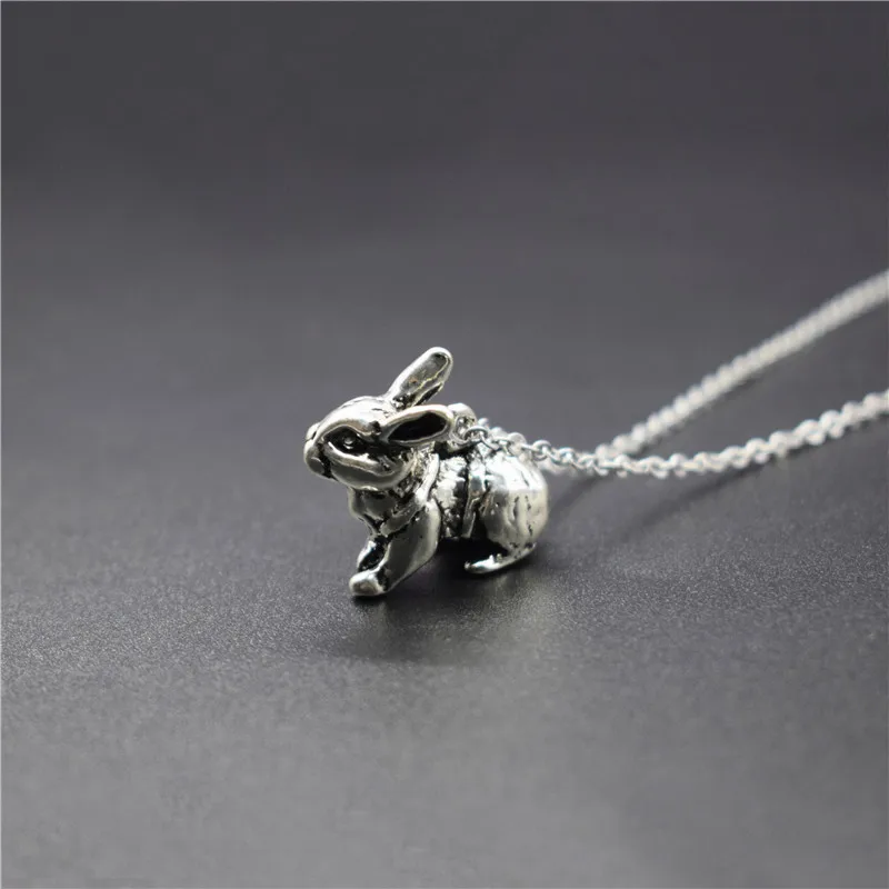 Новое 3D винтажное ретро ожерелье «кролик» - Окраска металла: Покрытие антикварным серебром