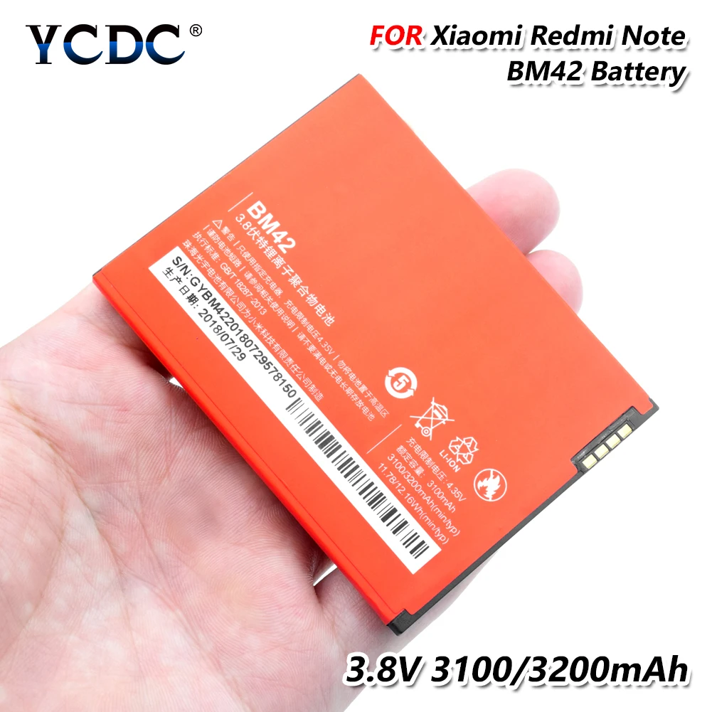 Литий ионный аккумулятор 3 8 в 3200 ма/ч сменный bm42 для xiaomi mi redmi note аккумуляторная