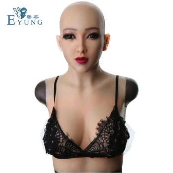 

EYUNG Christina realistic silicone female mask with C cup cotton silicone boobs breast form cross dress party mask