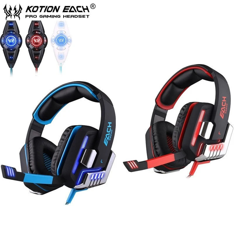 

EACH G8200 Gaming Headphone 7.1 Surround USB Vibration Game Headset Headband Earphone with Mic LED Light for Fone PC Gamer PS4