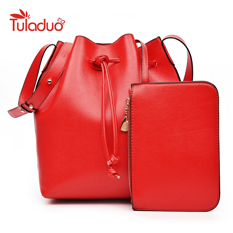 

Fashion Bucket Bag Women Brand PU Leather String Shoulder Composite Bags Set Designer With Logo Purse Neverfull bags