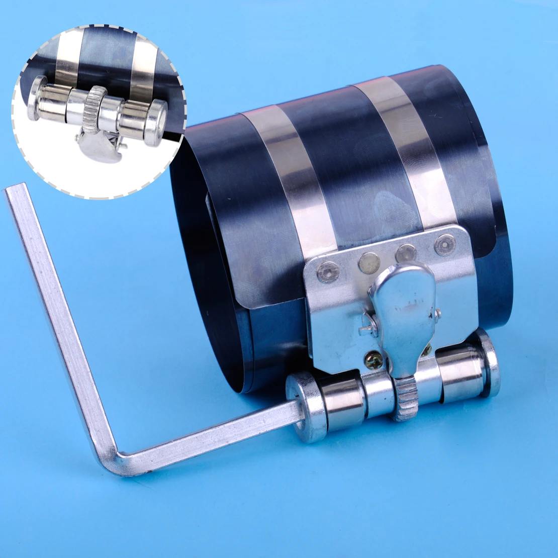

beler 3" 53-175mm Car Engine Piston Ring Compressor Tool Installer Band Ratcheting with 1pcs L Socket Head Allen Wrench