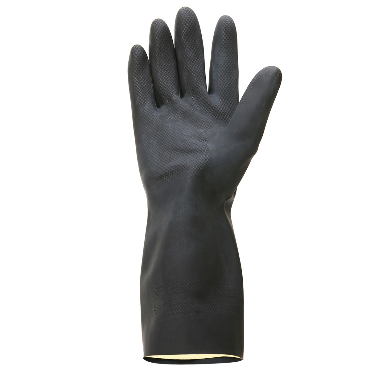 2pcs Black Heavy Duty Natural Rubber Gloves Household Gloves Acid Alkali Resistant Chemical Gauntlet for Garden Tool