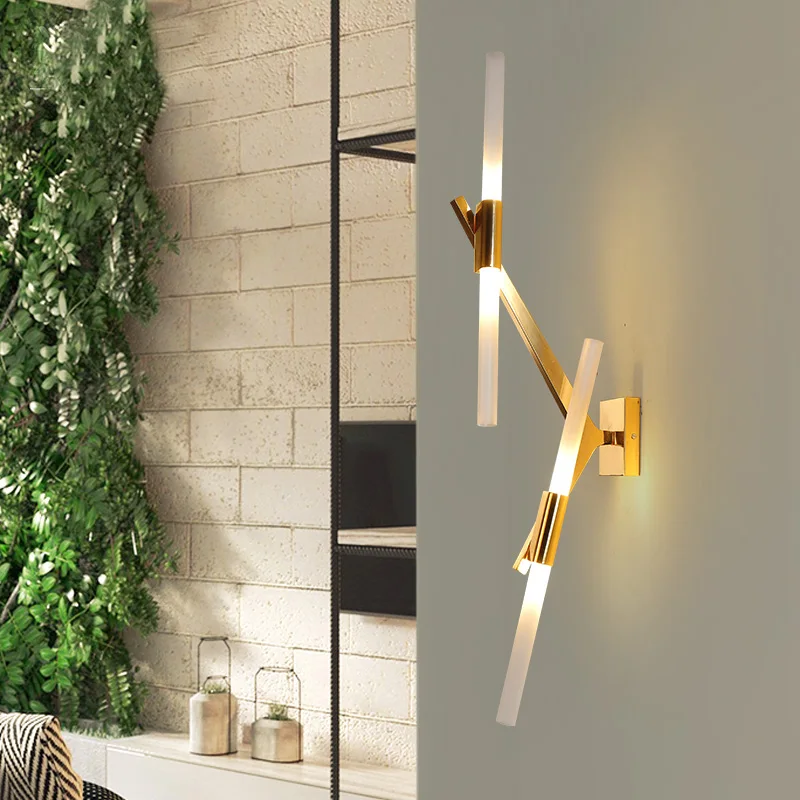 

Simple and creative post - modern restaurant wall light industrial living room LED branch wall lamp Gold Color Lighting