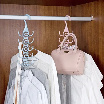 

5 Hooks Plastic Handbag Clothes Scarf Ties Bag Holder Shelf Hanger Hanging Rack Storage Organizer Hooks