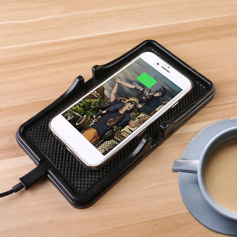 Qi Беспроводное зарядное устройство автомобильное зарядное устройство держатель быстрая зарядка крепление нескользящий коврик для IPhone XS MAX XR huawei Xiaomi