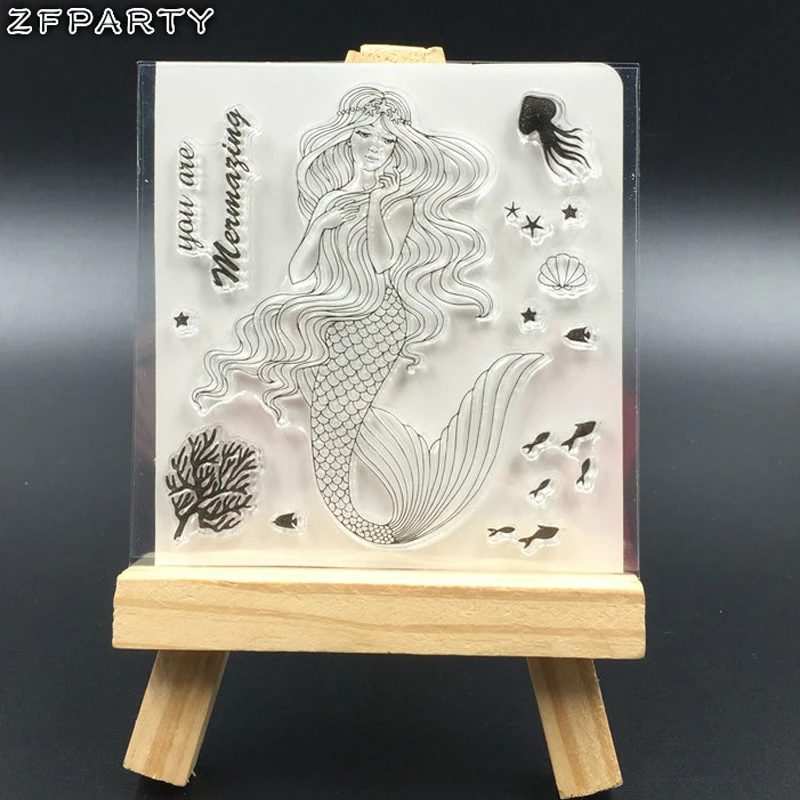 

ZFPARTY Beauty Mermaid Transparent Clear Silicone Stamp/Seal for DIY scrapbooking/photo album Decorative clear stamp sheets