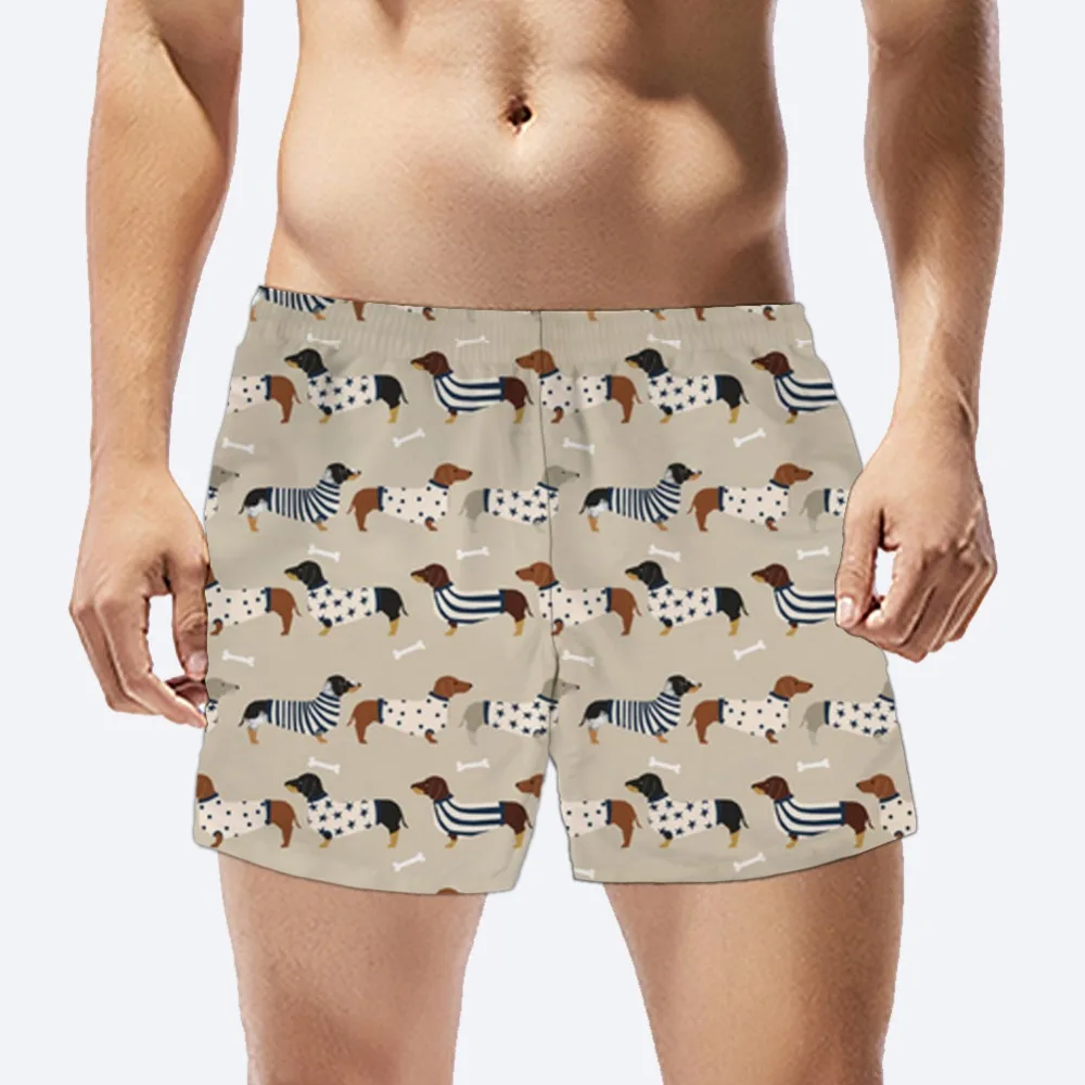FORUDESIGNS/Симпатичные Мультяшные такса терьер с принтом собаки мужские короткие штаны Повседневная Домашняя одежда Удобная подкладка Qucik Ary брюки