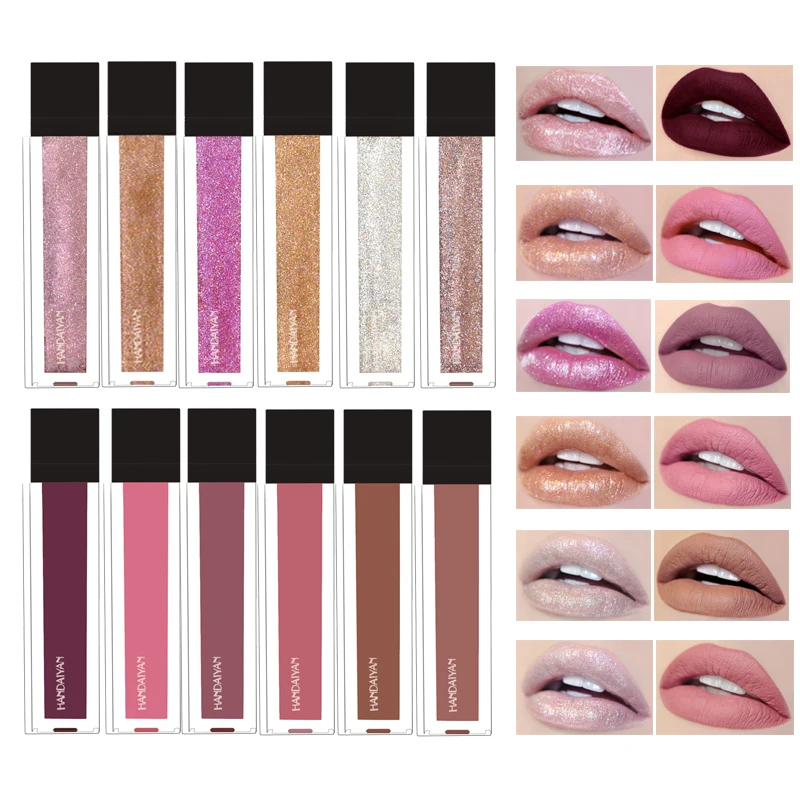 Brand Glitter Lipstick Matte Lipgloss Long Lasting Lipstick Matte Liquid Waterproof Makeup Lips
