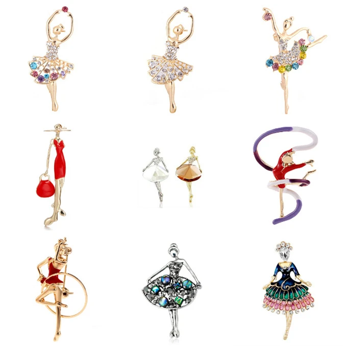 

1pc Enamel Angel Gymnastics Ballet Dancer Women Brooches Girl Brooch Pins Gift