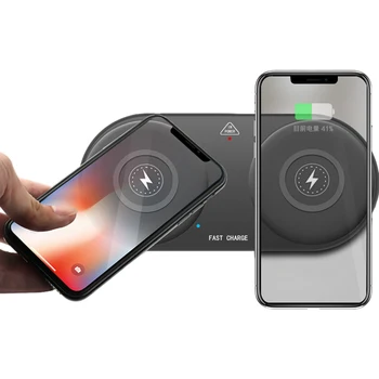 

10W Fast Charger Dual Wireless Charger For iPhone X XS Max Xr Samsung S9 S8 Note 8 9 Wireless Charging Pad Dock Station Desktop