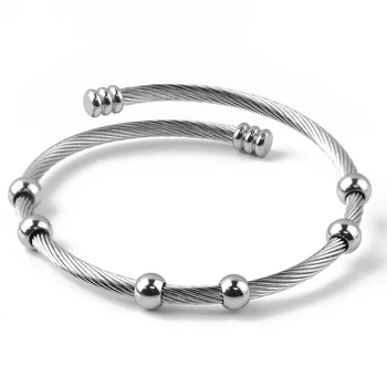 

Hot Promotional Models Multi-Beads Simple Atmosphere Pure Stainless Steel Bracelet Korean Popular Accessories