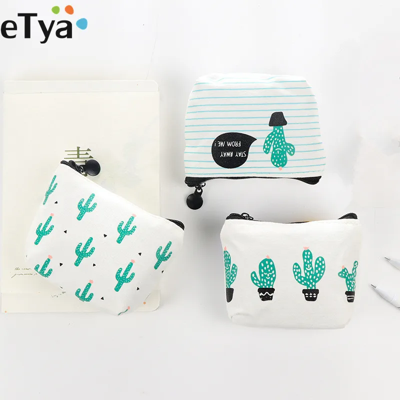 ETya الكرتون لطيف صغيرة الاطفال المرأة محفظة عملة محفظة محفظة نسائية للعملات المعدنية المال الحقيبة الصبار تغيير الحقيبة مفتاح حامل حقيبة