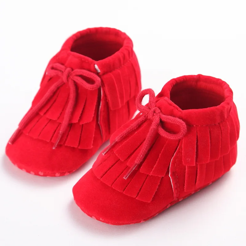 E& Bainel/мягкие мокасины из искусственной замши для новорожденных мальчиков и девочек; Мягкие Мокасины; мягкая Нескользящая детская обувь на шнуровке с бахромой