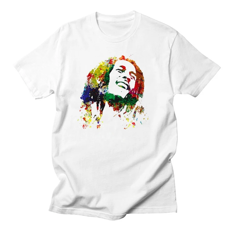 Футболка Bob Marley для мужчин/женщин летняя белая футболка Homme Rock Hip Hop регги