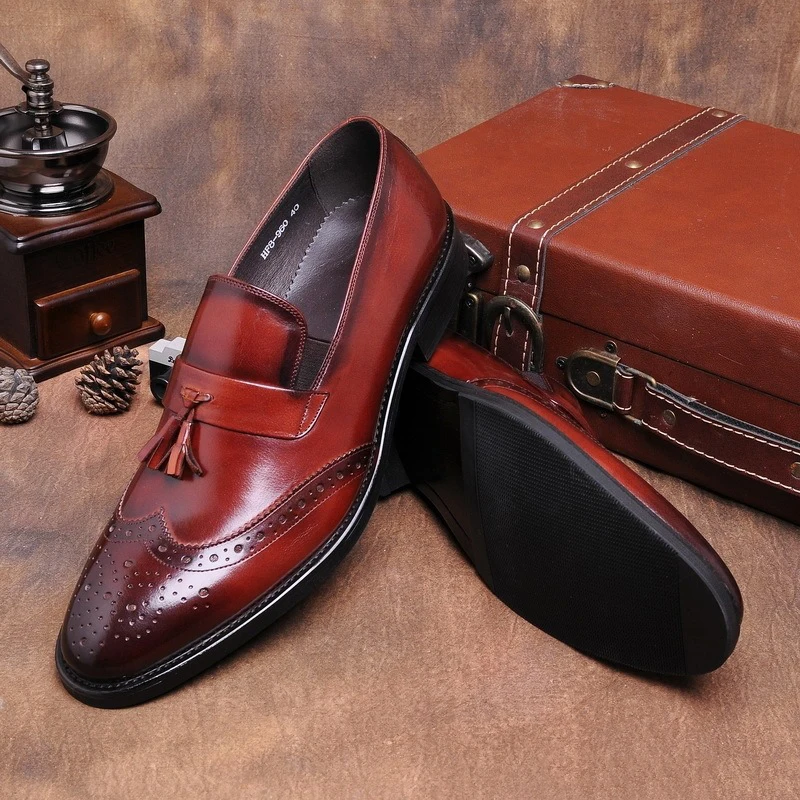 Vestido Vinho Mycoron Couro Homme Dos Shoes Chaussure Homens New Cuir vermelho Formal Preto De Alta Clássicos Botas Qualidade Senhores Negócios Sapatos RRqnpAXrw