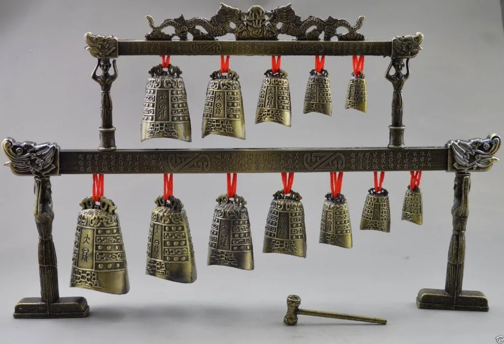 

High Quality ! ! Collectibles Decorated Old Copper Dragon Belle Bell Instrument decoration Tibetan Silver word Wholesale bronze