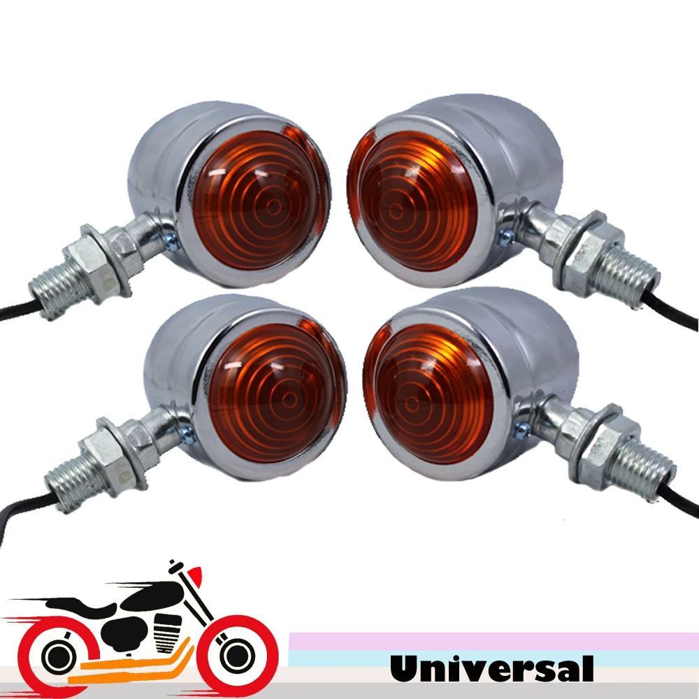 

Universal Chrome Motorcycle Turn Signals Motorbike Blinkers Indicator Lights for Honda CBR 1000 1100XX 125R 250R 600 RR F4i