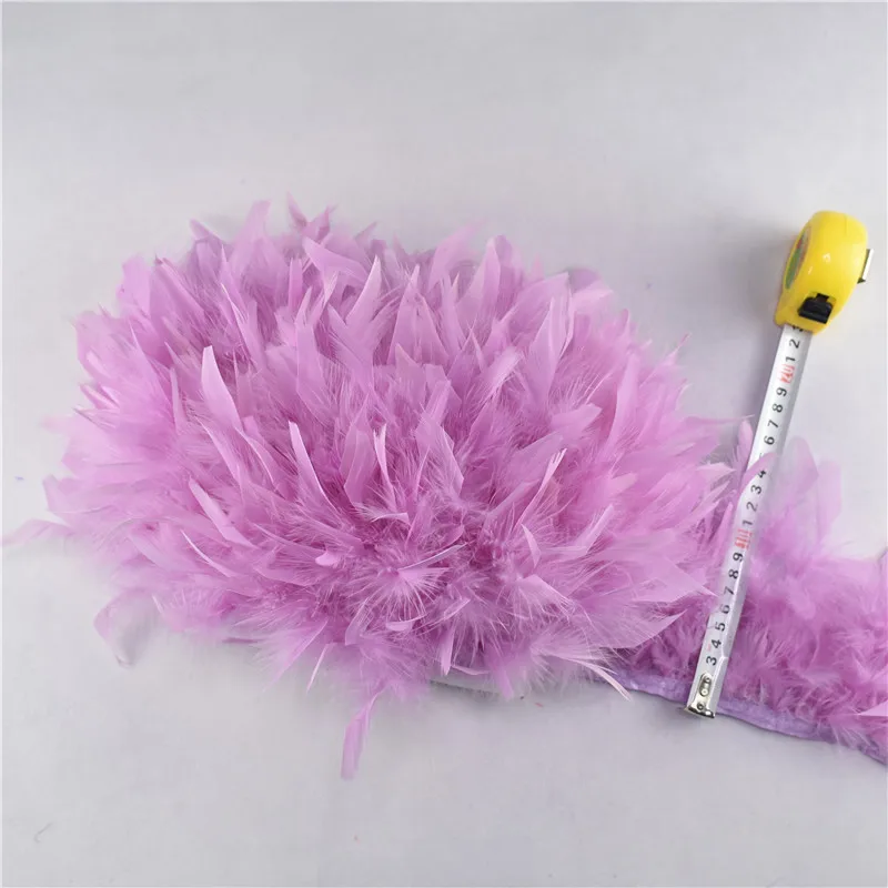 10 м/лот пушистые перья индейки отделка ленты 4-" перо для рукоделия лента для отделки юбки карнавальные костюмы Шлейфы - Цвет: Light Purple