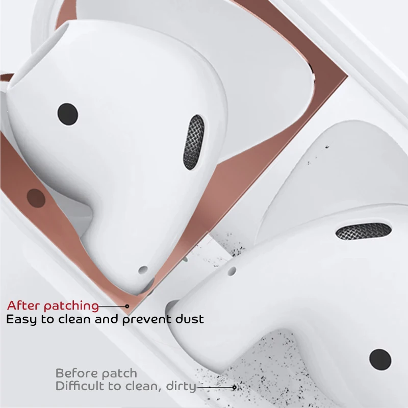 Metal Dust Guard Sticker for Airpods 1 2 Skin Protective Sticker for Apple AirPods 1 Earphone Charging Box Case Cover Shell Skin