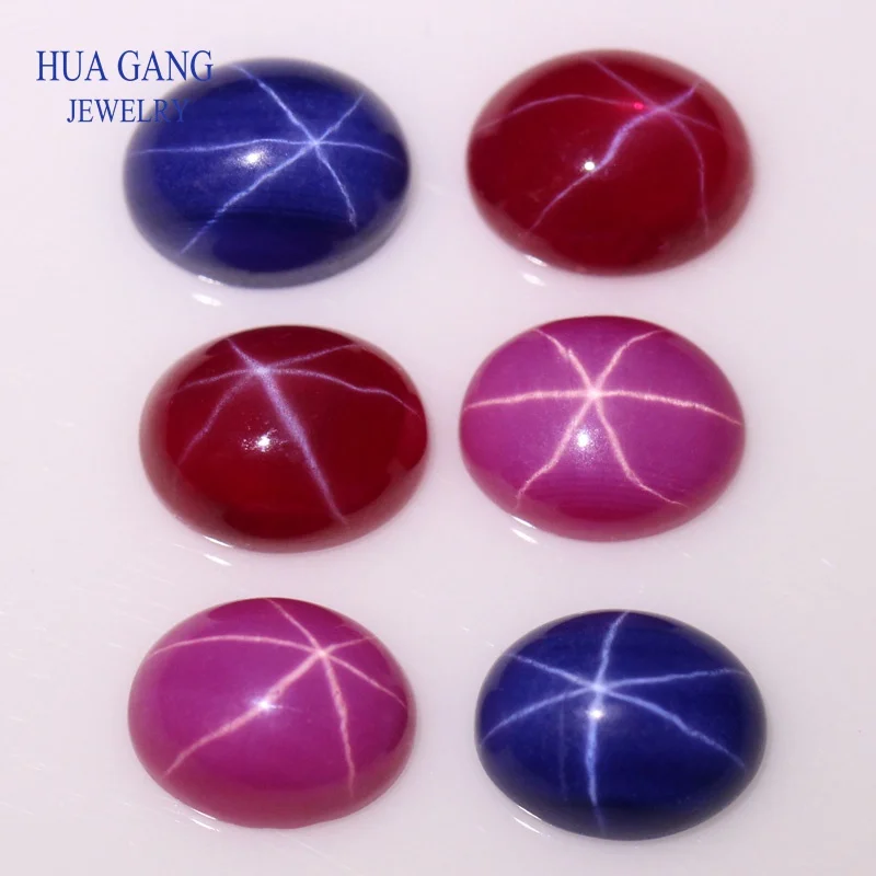 

Oval shape Synthetic Star Corundum Stone Red Blue Rose Cabochon Flat Bottom Beads For Jewelry Making DIY Gems Stones