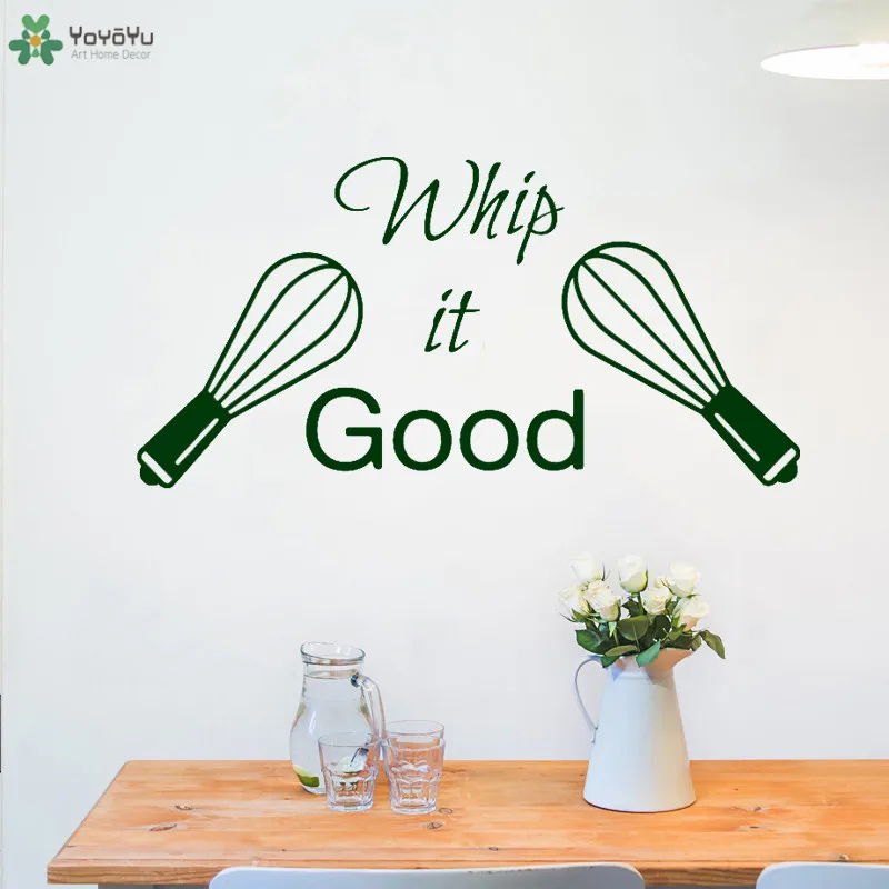 YOYOYU Wall Decal Kitchen Wall Stickers Quote Whip it Good Interior Art Design Dining Room Poster Cafe Window Home Decor CT651
