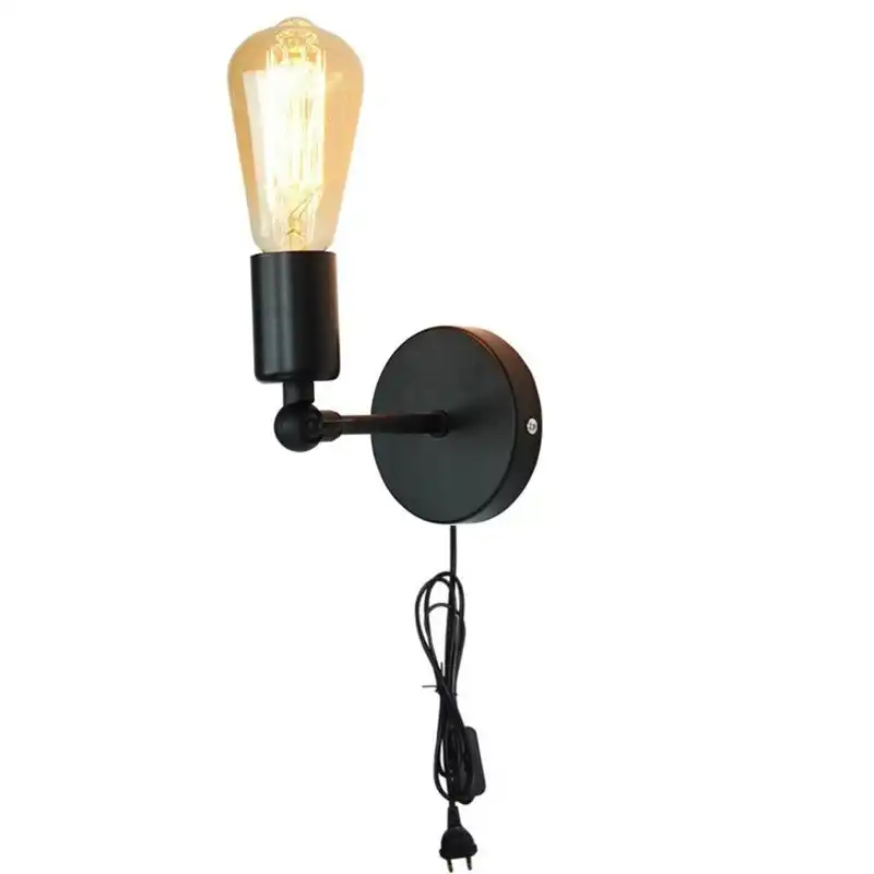 Black Single Socket Vintage Loft Style Wall Lamp Black Single Socket Vintage Loft Style Wall Lamp