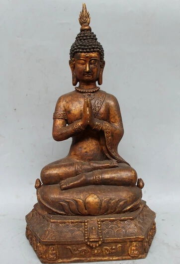 

wholesale factory 17" Tibet Tibetan Buddhism Bronze Seat Thailand Ayutthaya Maitreya Buddha Statue