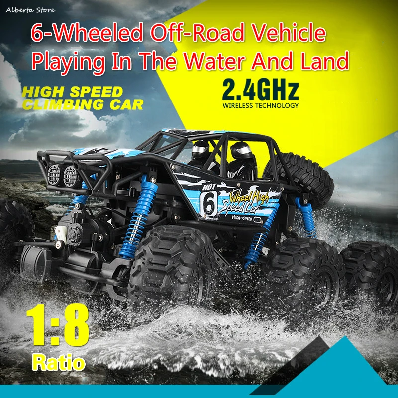 

Super Large Six Wheel Drive Water & Land High-speed Climbing Car Remote Control Car Off-road Vehicle Charging Dynamic Toy Racing