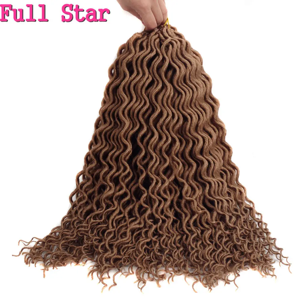 Полный Звезда 1" Faux locs Curly заканчивается 24 корни вязанная косами чёрный; коричневый Цвет химическое плетение волос для Для женщин - Цвет: #27