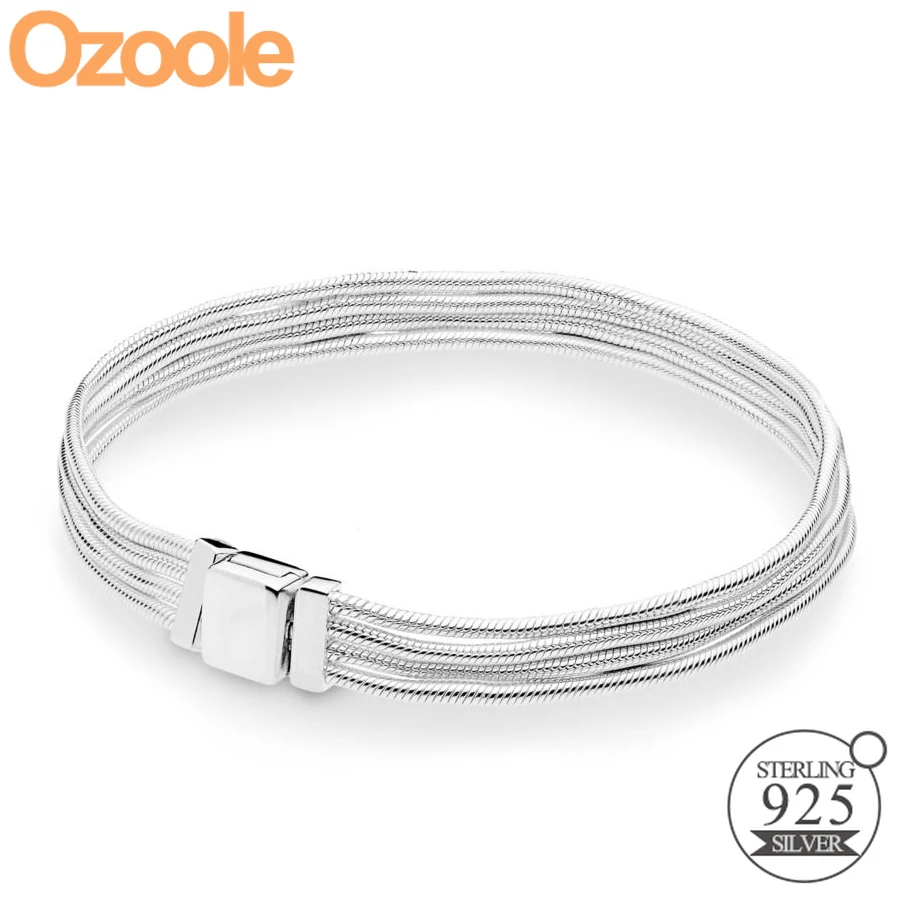 

2019 NEW Authentic 925 Sterling Silver Reflexions Multi Snake Chain Bracelet Charm Clip Fit Pandora European Bracelets Jewelry
