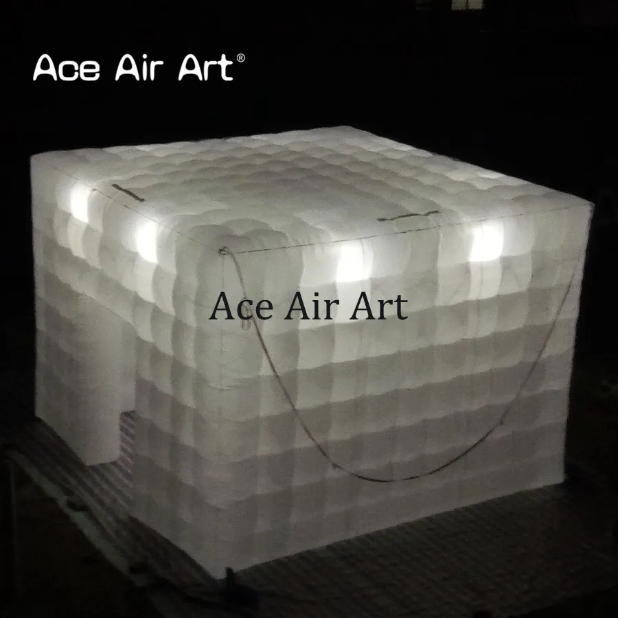 

Top quality inflatable cube tent,cabin structure led square lighting tent with lights for exhibition made by Ace air art