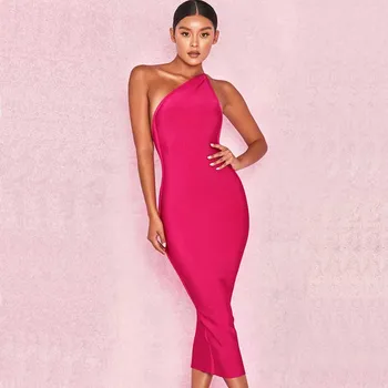 

Summer 2020 Dress Sexy Celebrity Backless One-Shoulder Women Sleeveless Fashion Night Club Bandage Body con Dresses Wholesale
