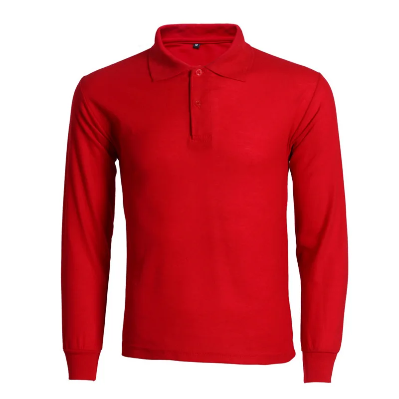 Модная мужская рубашка Поло Camisa Polo Masculina, новинка, брендовая мужская приталенная рубашка поло с длинным рукавом, повседневные хлопковые рубашки поло Hombre 3XL - Цвет: Red